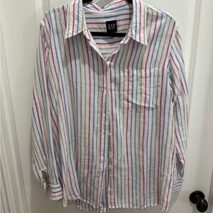 GAP Women’s Multicolor Striped Button-Down Shirt